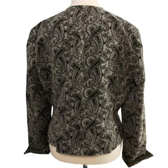 Jones New York Collarless Single Button Paisley Blazer in Black & Grey - Sz 8 - Picture 4 of 7